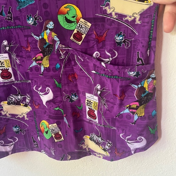 NEW Disney The Nightmare Before Christmas Halloween Multicolored Scrub Top - Picture 5 of 8